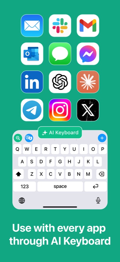 Grammar Check AI keyboard working across mobile apps